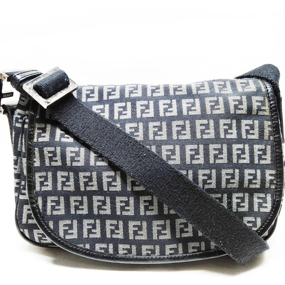 FENDI LOGO CANVAS SHOULDER/ CROSSBODY BAG - Picture 1 of 9